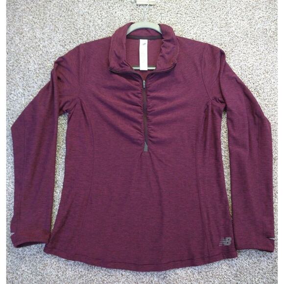 New Balance Tops - New Balance Dry Women's Half Zip Purple Ruched Shirt Sz L Stretch